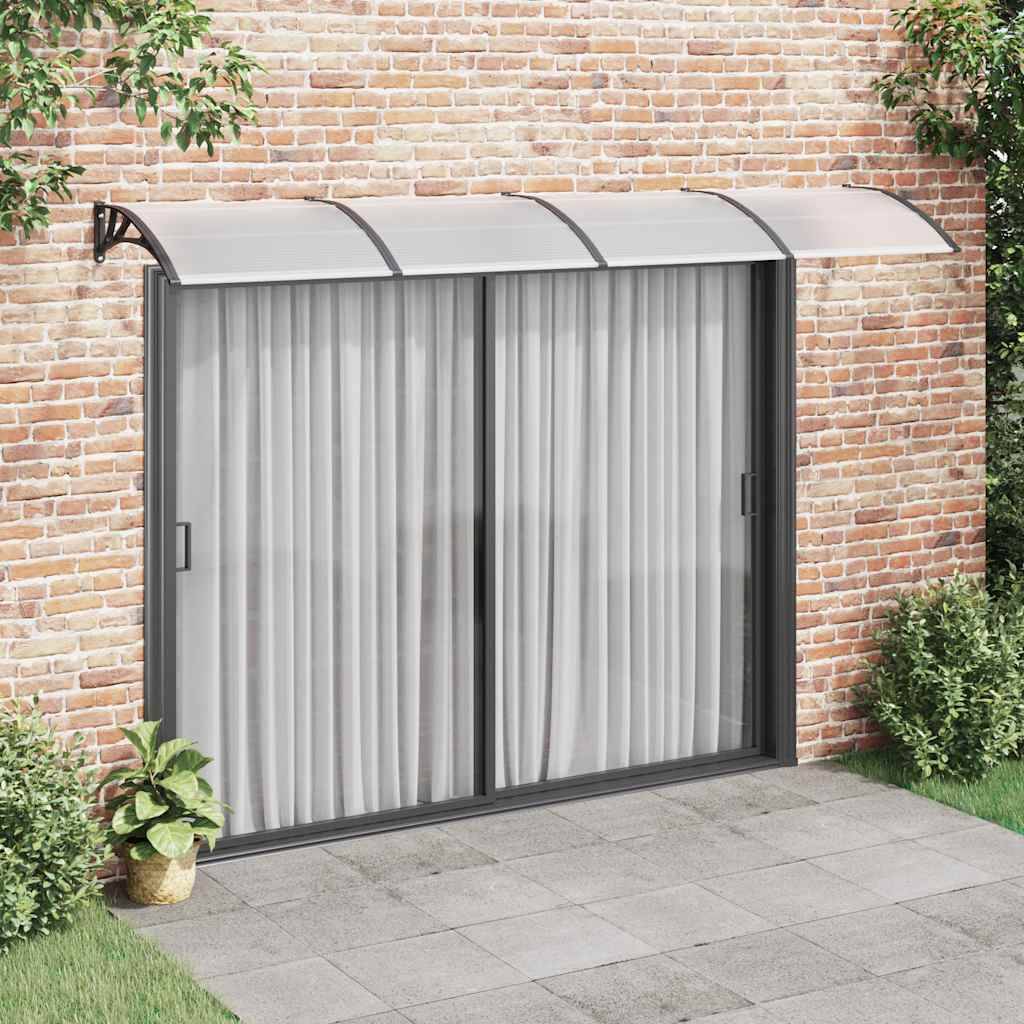 Grande Marquise de Porte d'Entrée Polycarbonate Fumé Abri Profond Anti-Pluie Noir 350x100 cm – ComfortXL Outdoor Living - Image 1