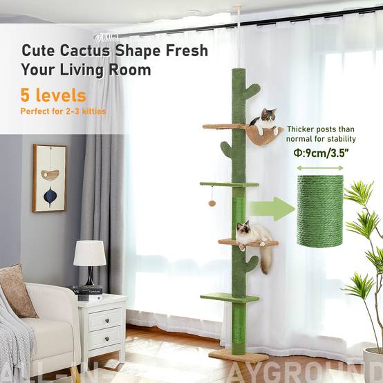 Arbre à Chat du Sol au Plafond avec 5 Niveaux Cactus PAWZ Road - Image 8