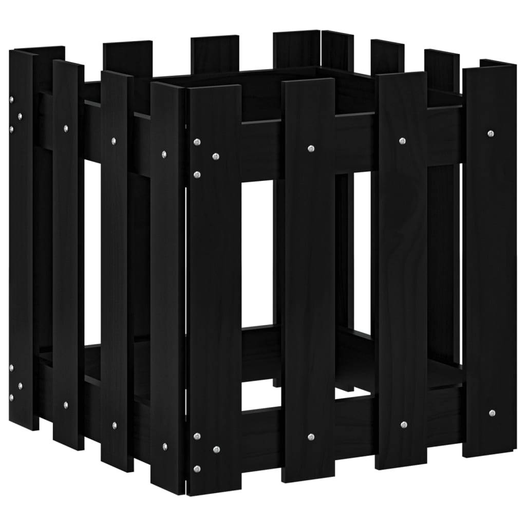 Vidaxl - Jardinière avec design de clôture noir 40x40x40 cm pin massif vidaXL 832449 - Image 5