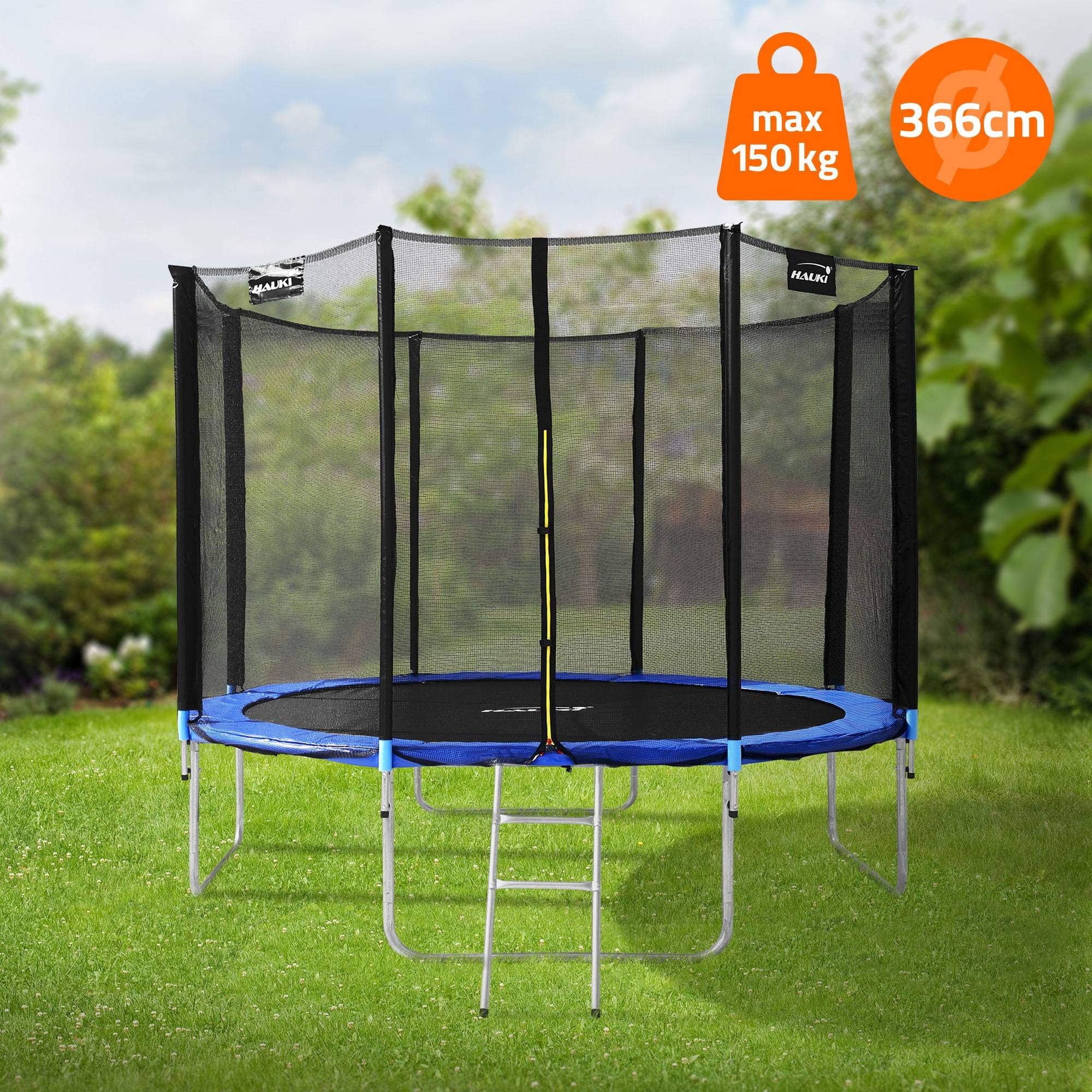 Trampoline de jardin avec filet de sécurité et échelle set complet bleu Ø 366 cm - Imagen 2