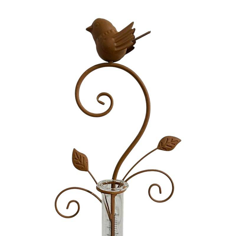 La Grande Prairie - Pluviomètre à planter oiseau fer rouile 16x7x101cm - Image 4