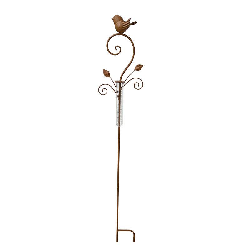 La Grande Prairie - Pluviomètre à planter oiseau fer rouile 16x7x101cm - Image 3