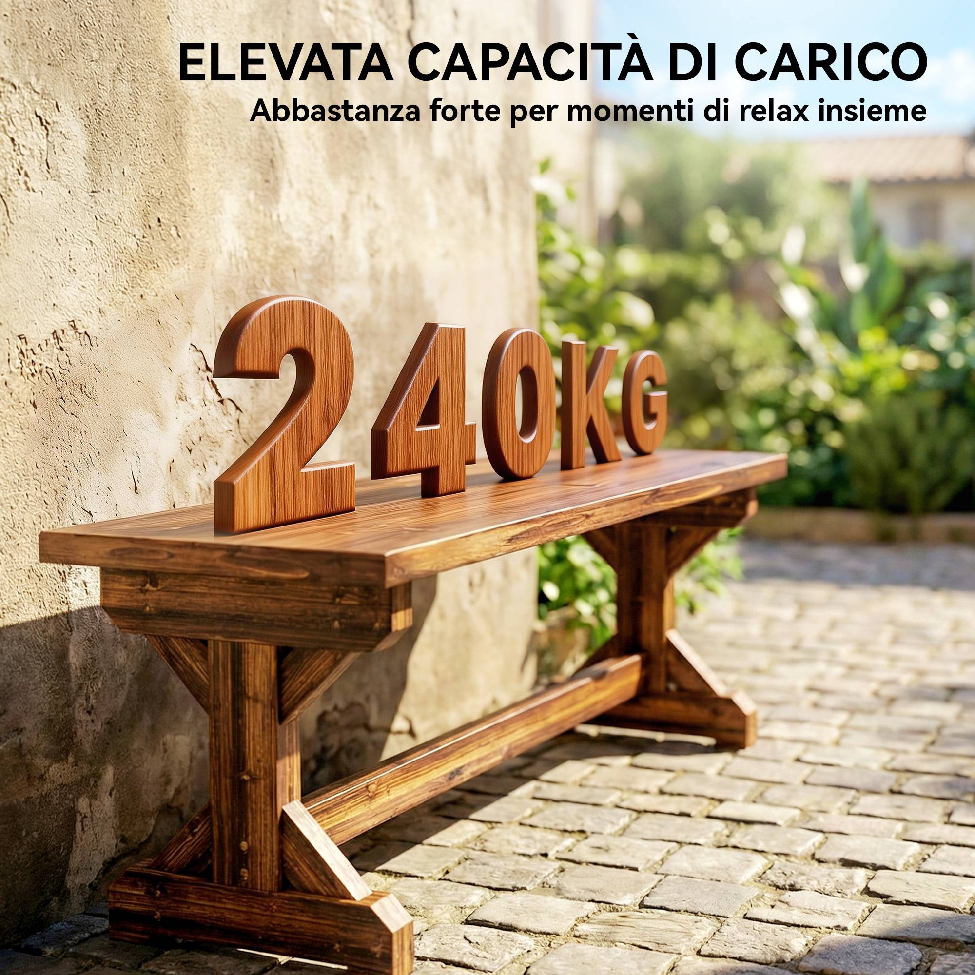 Banc de jardin 2 places bois sapin massif cour style rustique sans dossier 114cm - ComfortXL Outdoor Living - Image 7