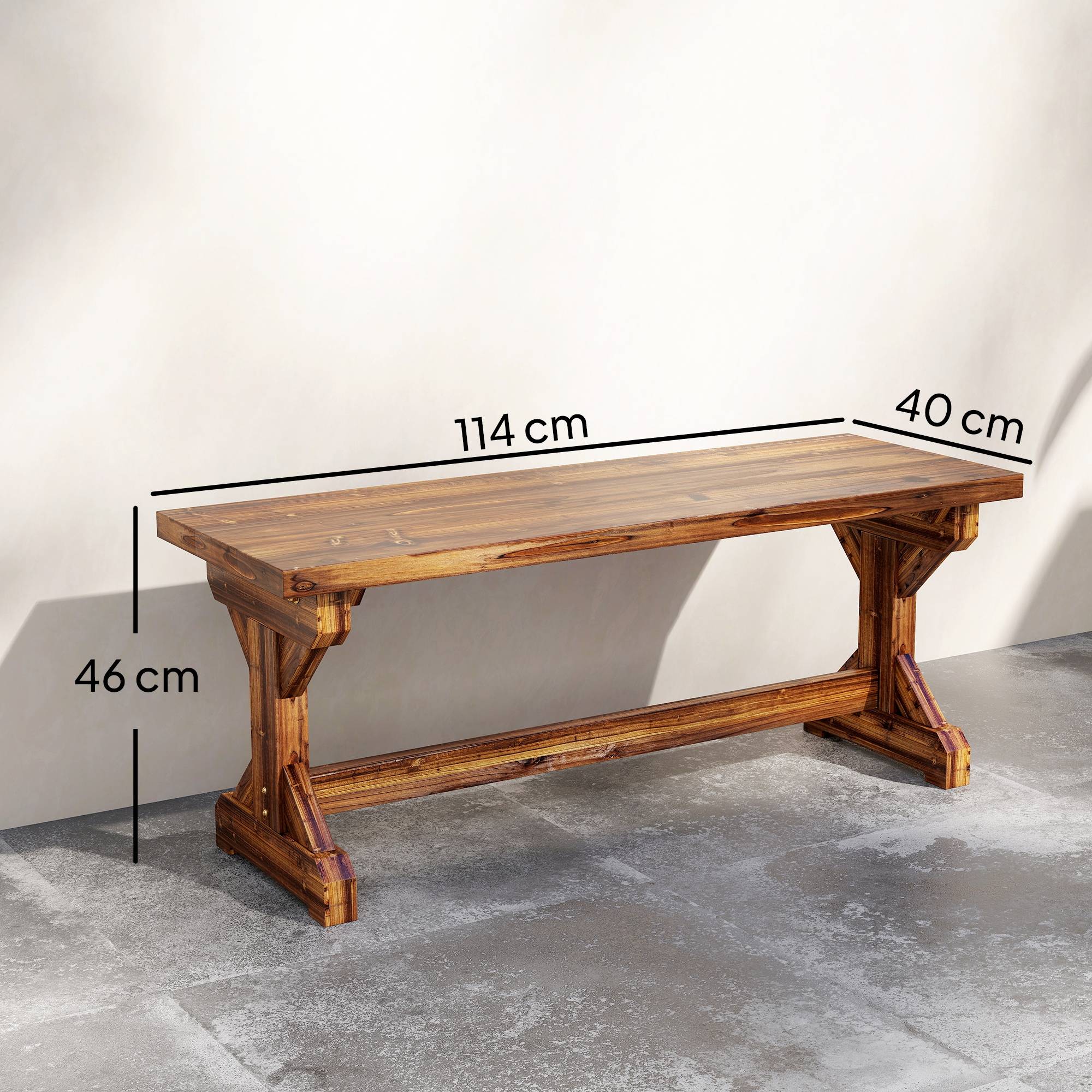 Banc de jardin 2 places bois sapin massif cour style rustique sans dossier 114cm - ComfortXL Outdoor Living - Image 5