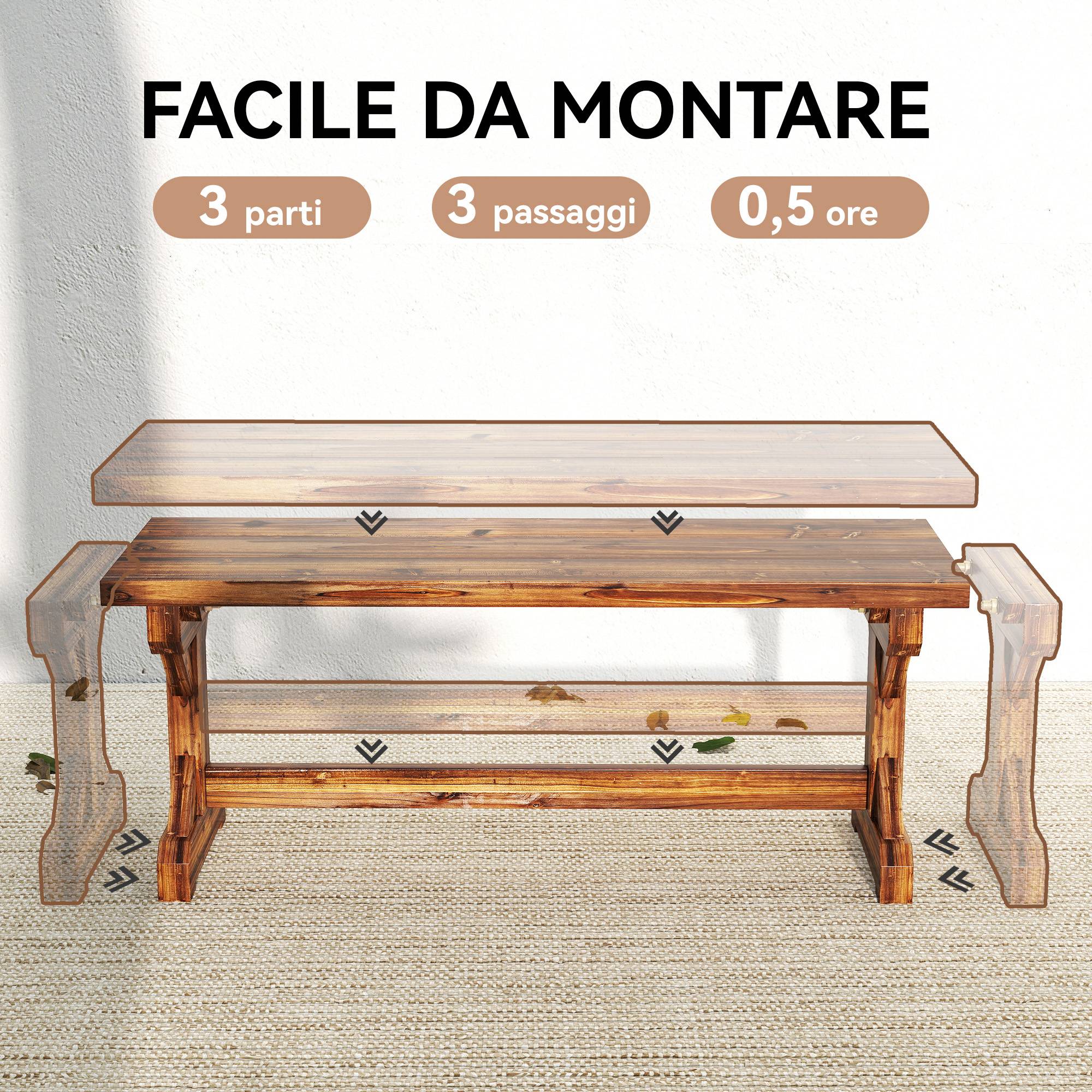 Banc de jardin 2 places bois sapin massif cour style rustique sans dossier 114cm - ComfortXL Outdoor Living - Image 8