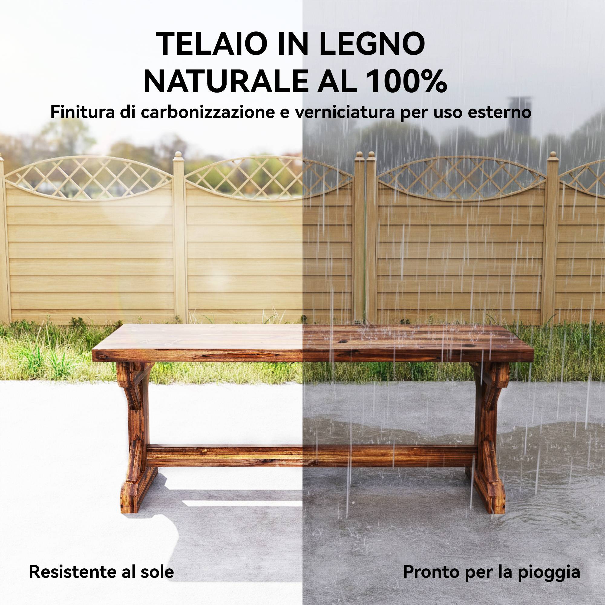 Banc de jardin 2 places bois sapin massif cour style rustique sans dossier 114cm - ComfortXL Outdoor Living - Image 6
