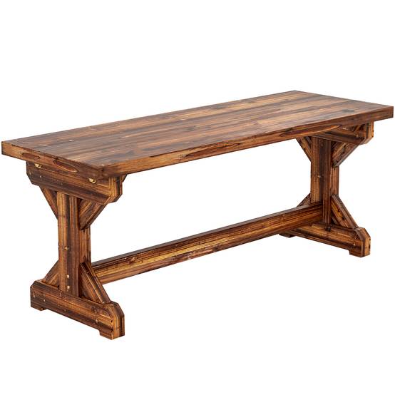 Banc de jardin 2 places bois sapin massif cour style rustique sans dossier 114cm - ComfortXL Outdoor Living - Image 1