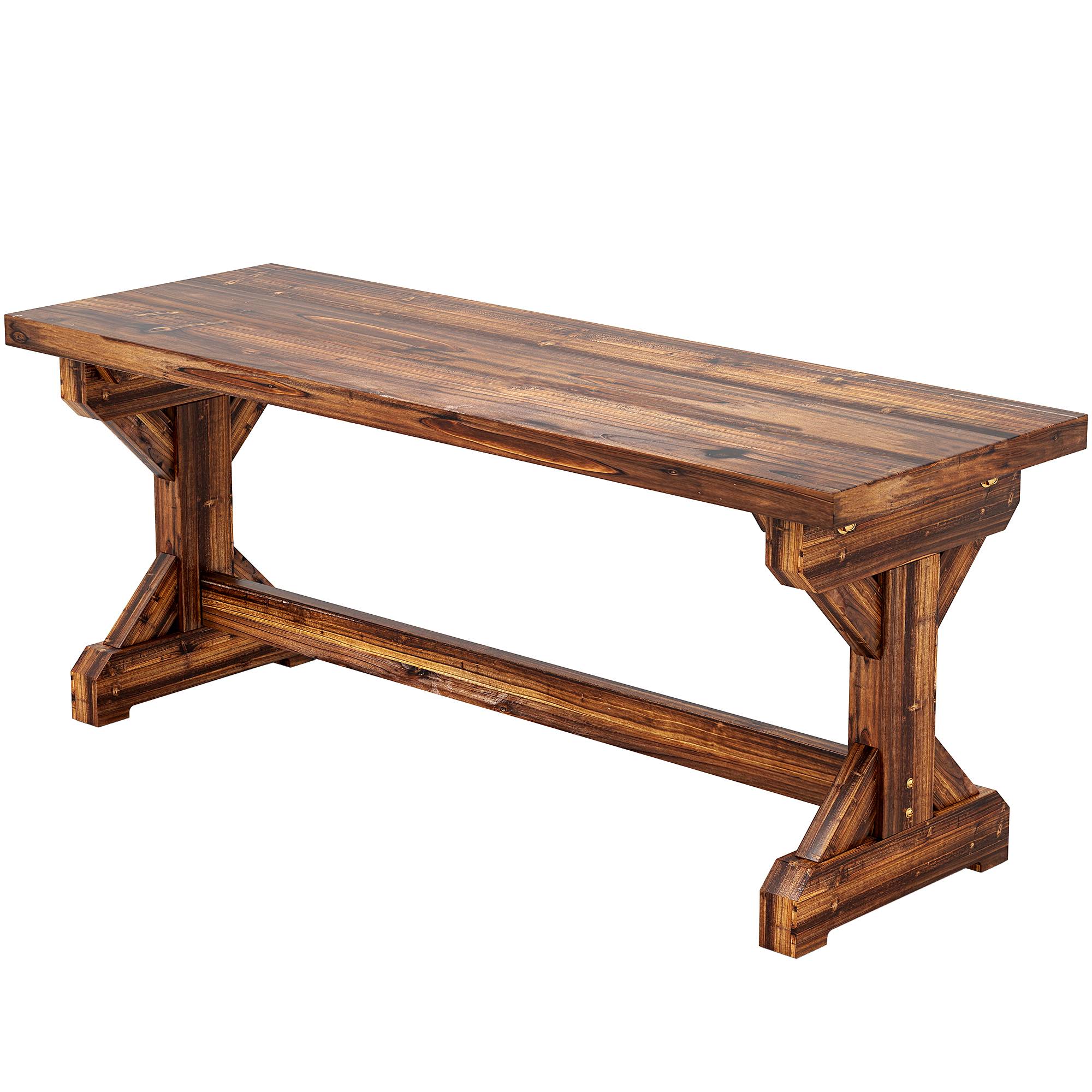 Banc de jardin 2 places bois sapin massif cour style rustique sans dossier 114cm - ComfortXL Outdoor Living - Image 2
