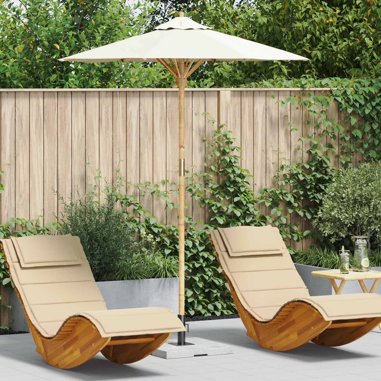 PANGIVO - Parasol de jardin Bambou Blanc crème Ø 270 x 260 cm - PANGIVO - Image 1