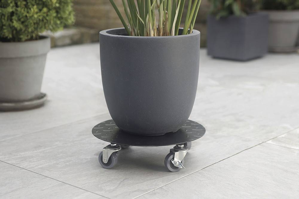 Nortène - Support à roulettes rond Flora Roll Factory en métal pour plantes - Ø 0,30 m - Noir Nortene - Image 6