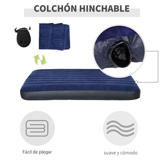 Lit de Camp Double 4-en-1 avec Tente, Matelas Gonflable et Sac, Structure Acier et Toile Oxford, 193 x 145 x 180 cm, Vert - Image 7