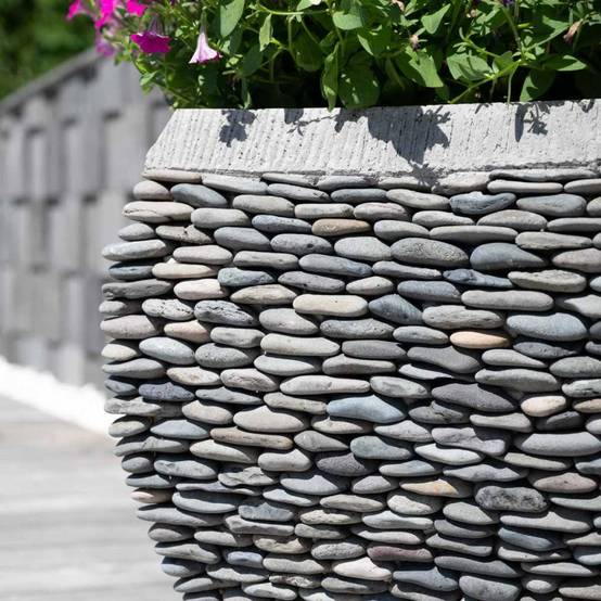 Wanda COLLECTION - Pot bac jardinière galbé galet hauteur 50cm jardin zen - Image 5