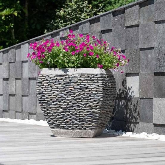 Wanda COLLECTION - Pot bac jardinière galbé galet hauteur 50cm jardin zen - Image 8