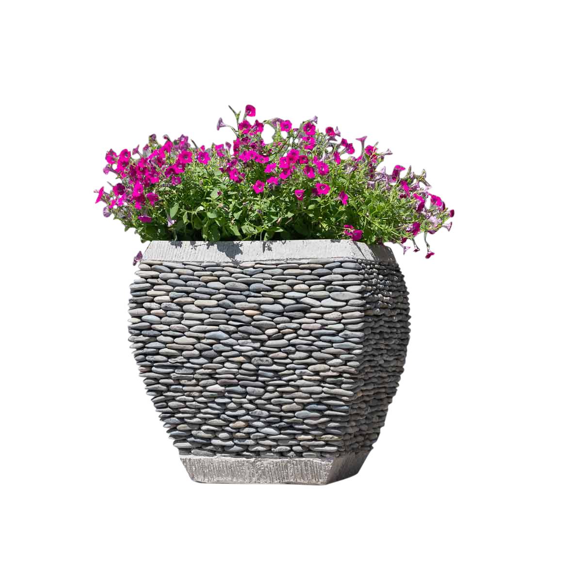 Wanda COLLECTION - Pot bac jardinière galbé galet hauteur 50cm jardin zen