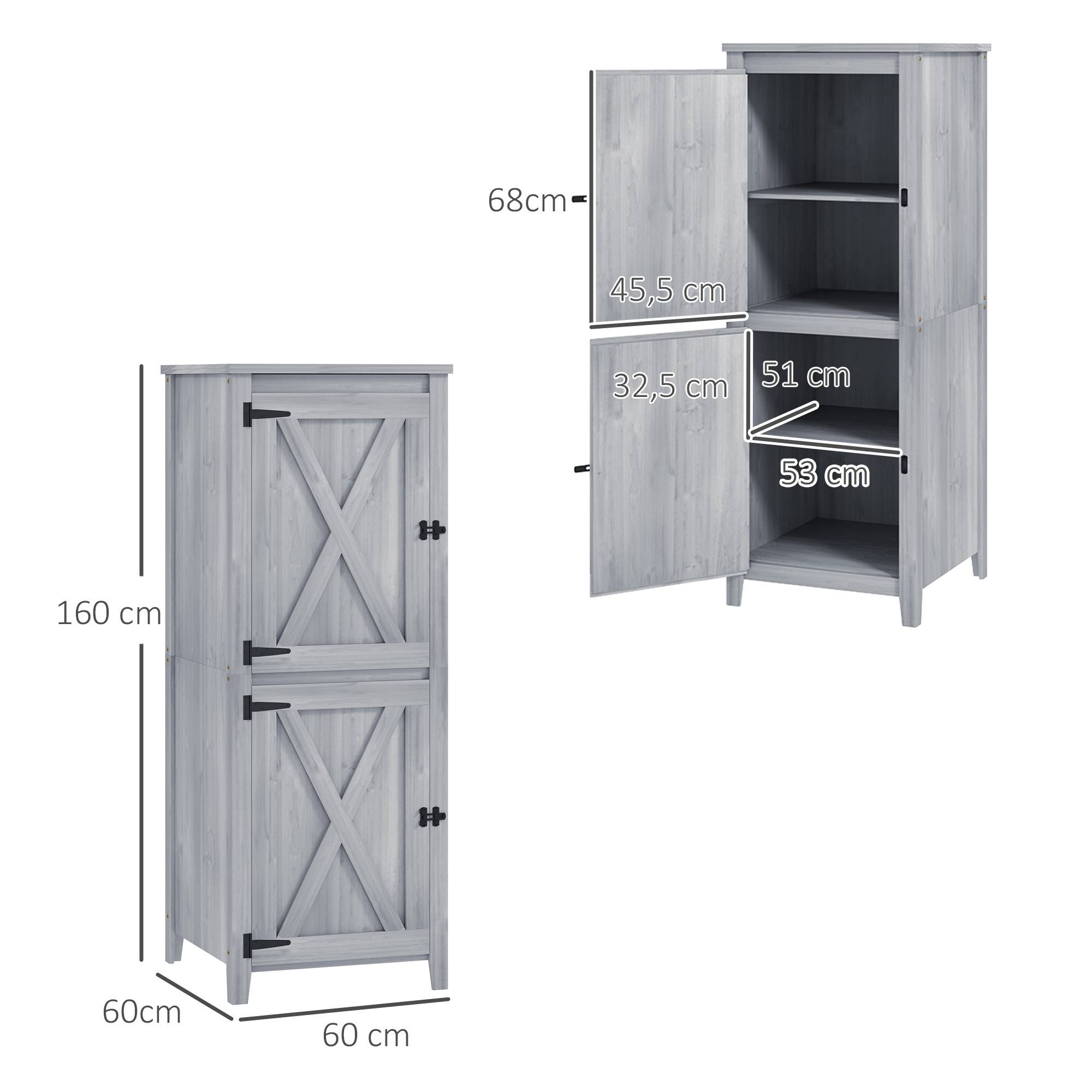 Abri bois compact pour outils et matériel, portes verrouillables, gris clair - Image 5