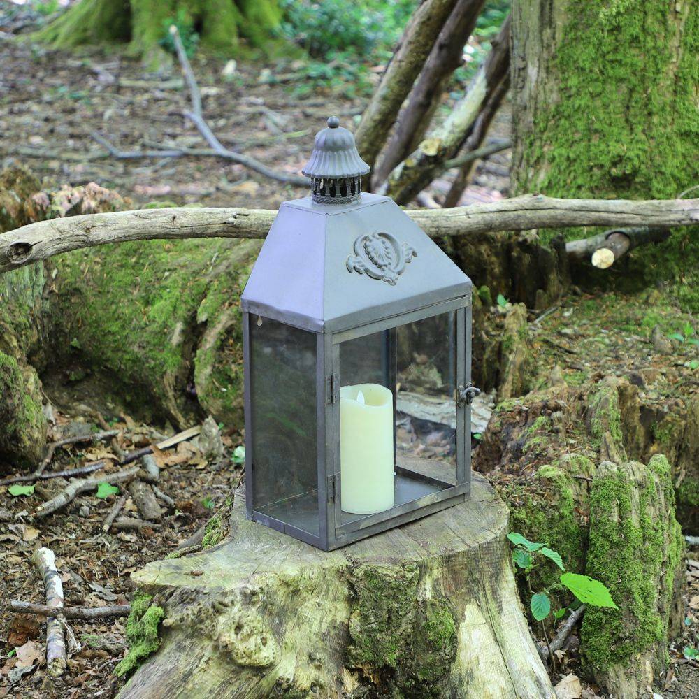 Photophore bougie lanterne extérieur mural métal verre marron 50cm Chemin de campagne - Imagen 3