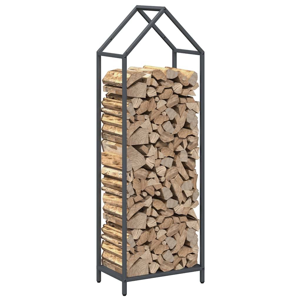 Haut porte-bûches en acier design intérieur Anthracite 40x25x120 cm – ComfortXL Outdoor Living - Image 4
