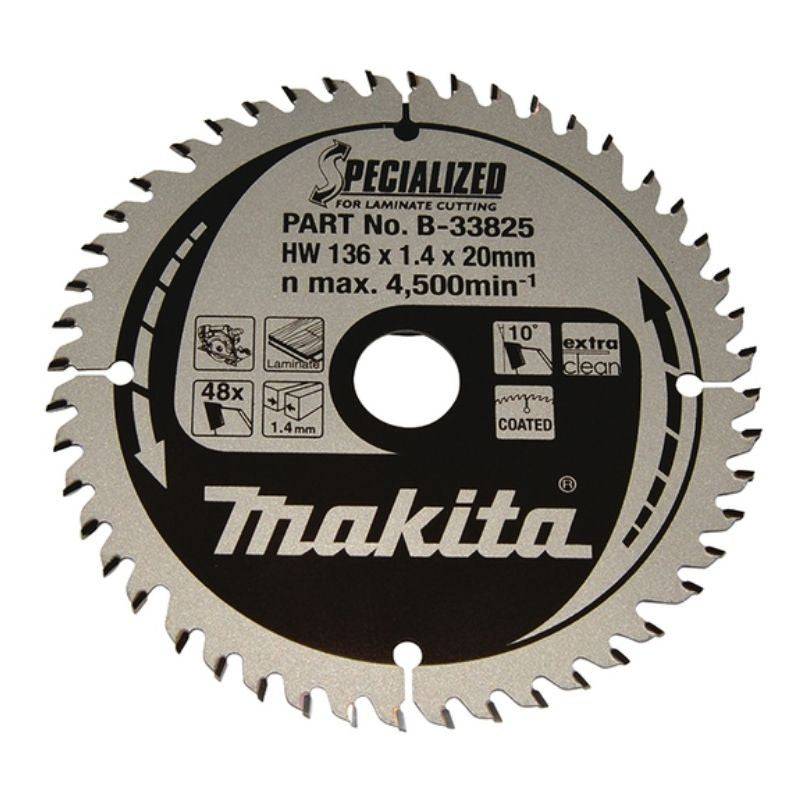 Makita - Lames carbure MAKITA B-33825 Ø136mmx20x48D ''Specialized'' Bois stratifié pour scies circulaires Makita