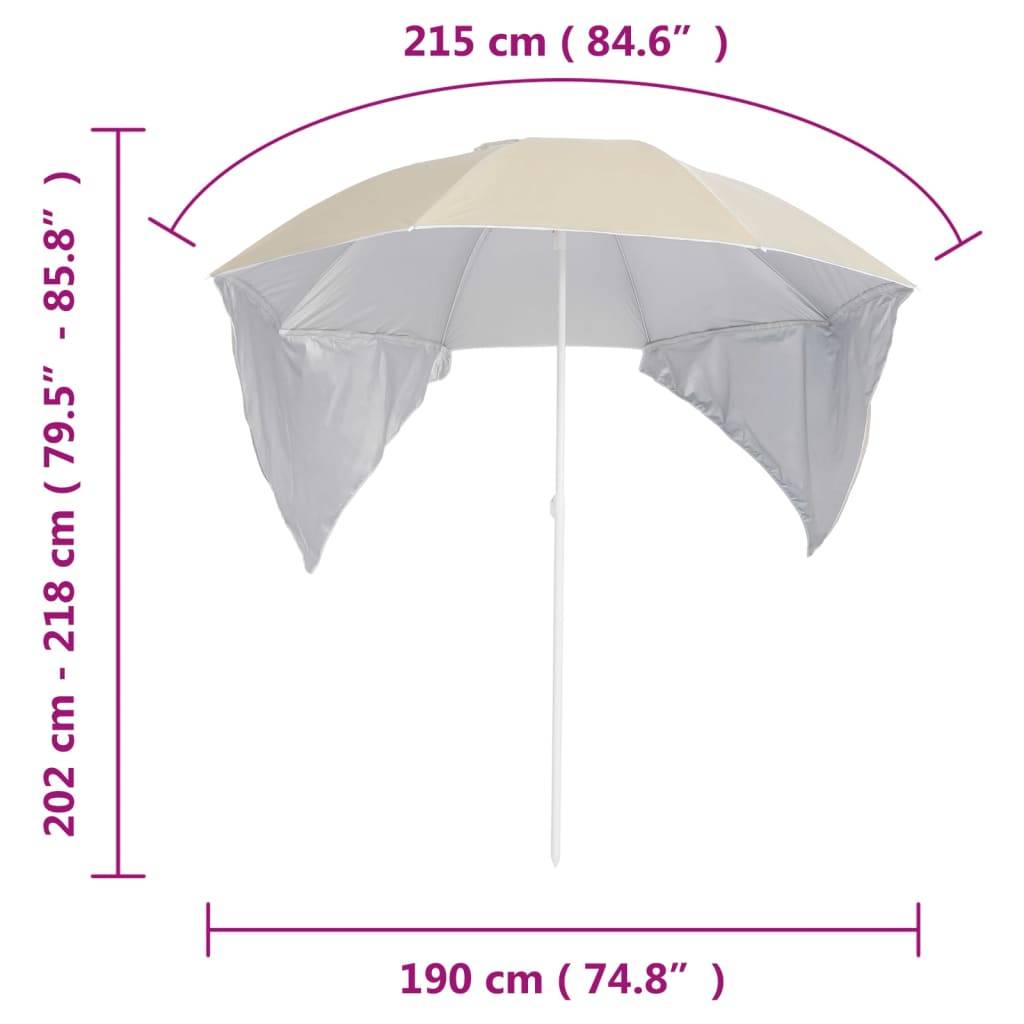 Helloshop26 - Parasol de plage avec parois latérales 215 cm sable - Imagen 8
