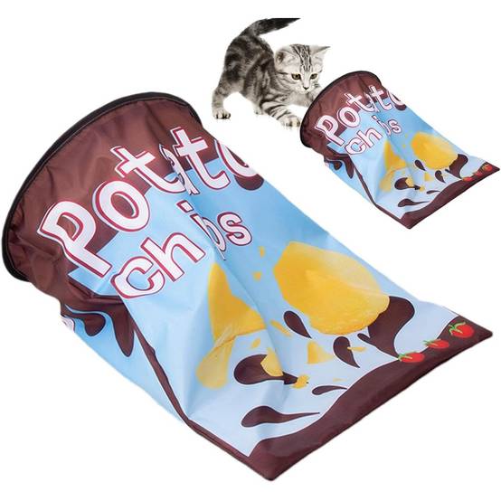 Tunnel pour chat- en forme de sac - Pliable avec boules en peluche - Stimulation interactive - Living123 - Image 1