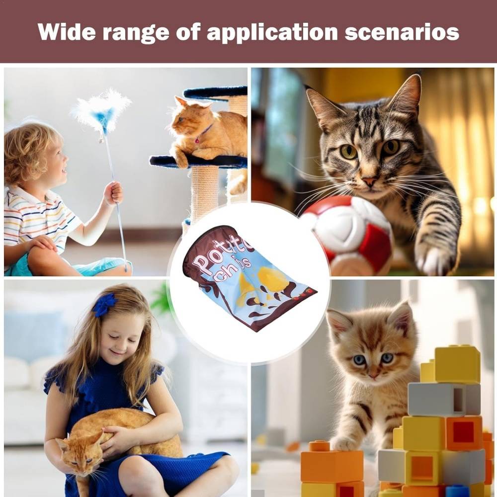 Tunnel pour chat- en forme de sac - Pliable avec boules en peluche - Stimulation interactive - Living123 - Image 3