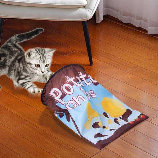 Tunnel pour chat- en forme de sac - Pliable avec boules en peluche - Stimulation interactive - Living123 - Image 2
