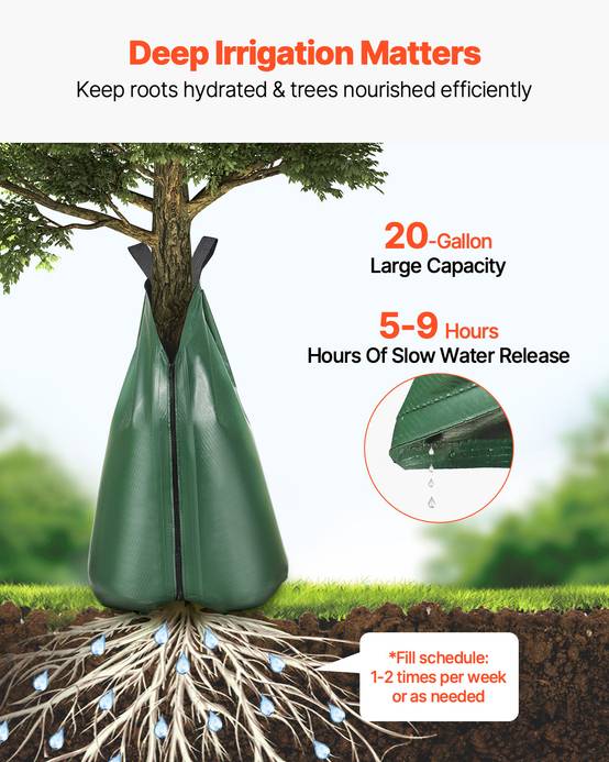 VEVOR Sac arrosage arbres 8pcs, 75.7L, pour racines profondes. - Image 2