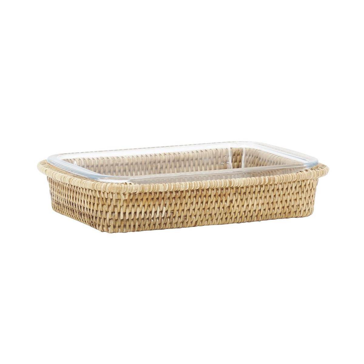 Aubry Gaspard - Ensemble plat  et support en rotin Rectangulaire - Image 1