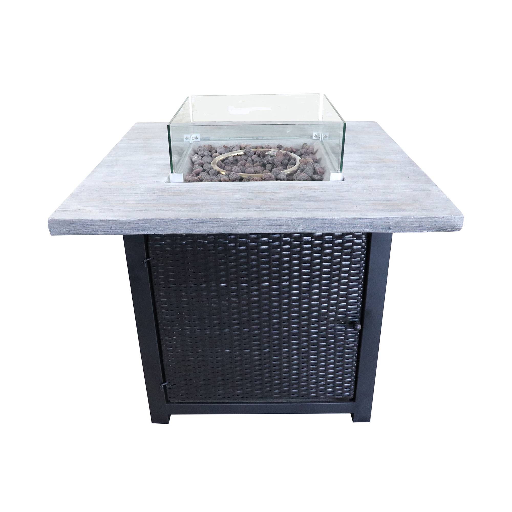 Brasero à gaz en béton marron avec régulateur Teamson Home - Image 1