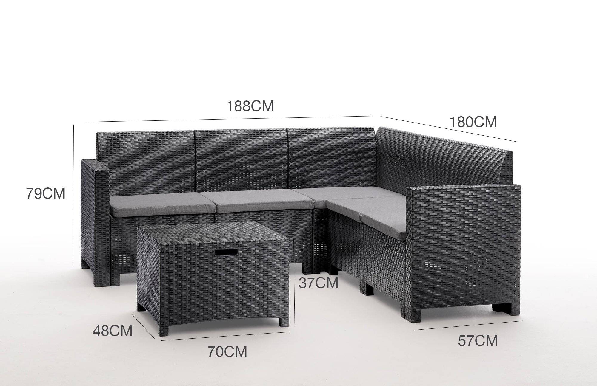 Dmora - Set salon d'extérieur Eris, Salon d'extérieur, Kit terrasse ou jardin, Composition d'un salon d'extérieur, Made in Italy, Anthracite - Imagen 3