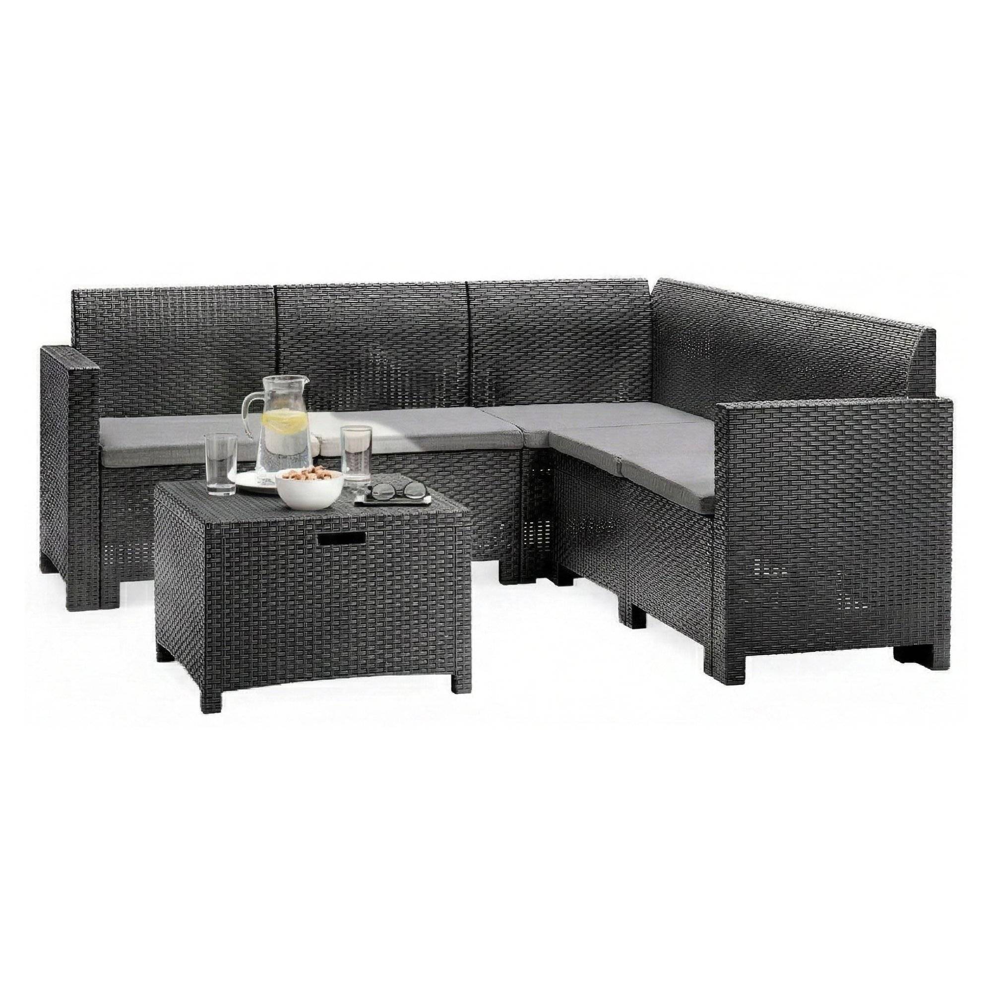 Dmora - Set salon d'extérieur Eris, Salon d'extérieur, Kit terrasse ou jardin, Composition d'un salon d'extérieur, Made in Italy, Anthracite - Imagen 1