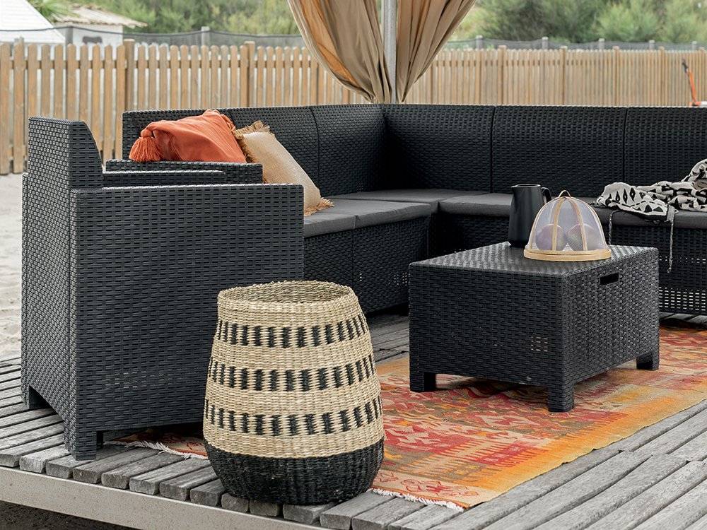 Dmora - Set salon d'extérieur Eris, Salon d'extérieur, Kit terrasse ou jardin, Composition d'un salon d'extérieur, Made in Italy, Anthracite - Imagen 4