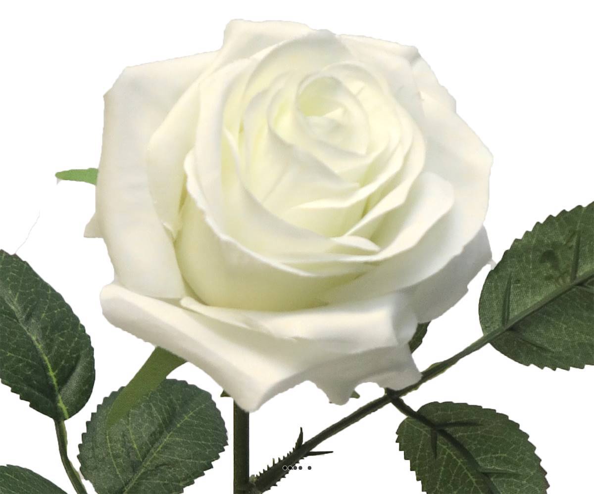 Artificielles - Rose factice Paris H64cm tête D9cm 12 feuilles tissu Blanc neige BEST - couleur: Blanc neige - Imagen 3