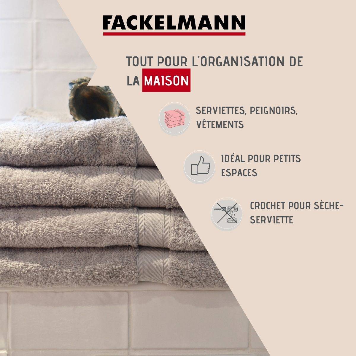 Ensemble de 4 crochets pour sèche serviette Fackelmann Tecno - Image 2