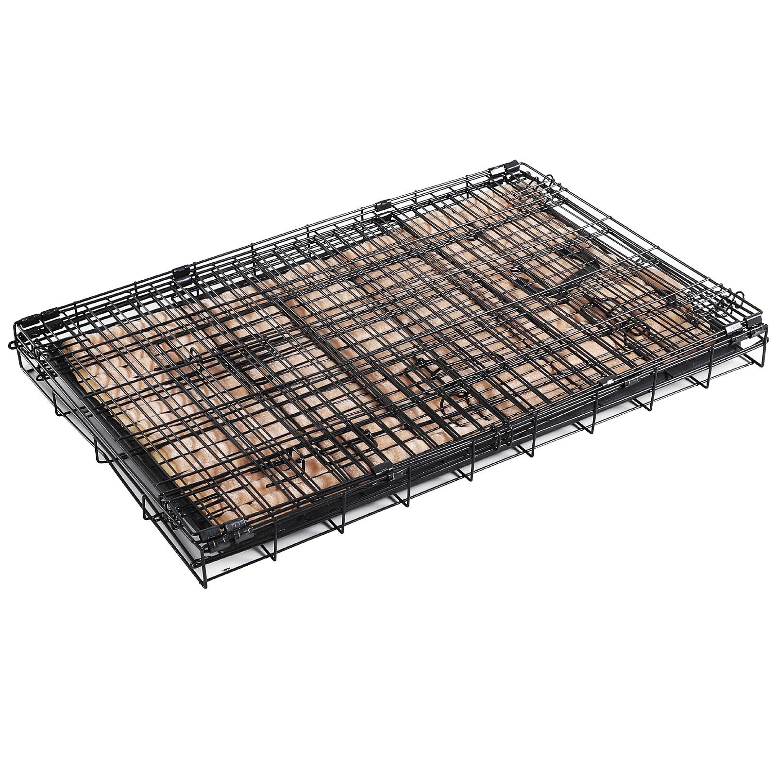Pawhut - Cage caisse de transport pliante pour chien en métal noir 106 x 71 x 76 cm matelas fourni - Imagen 4