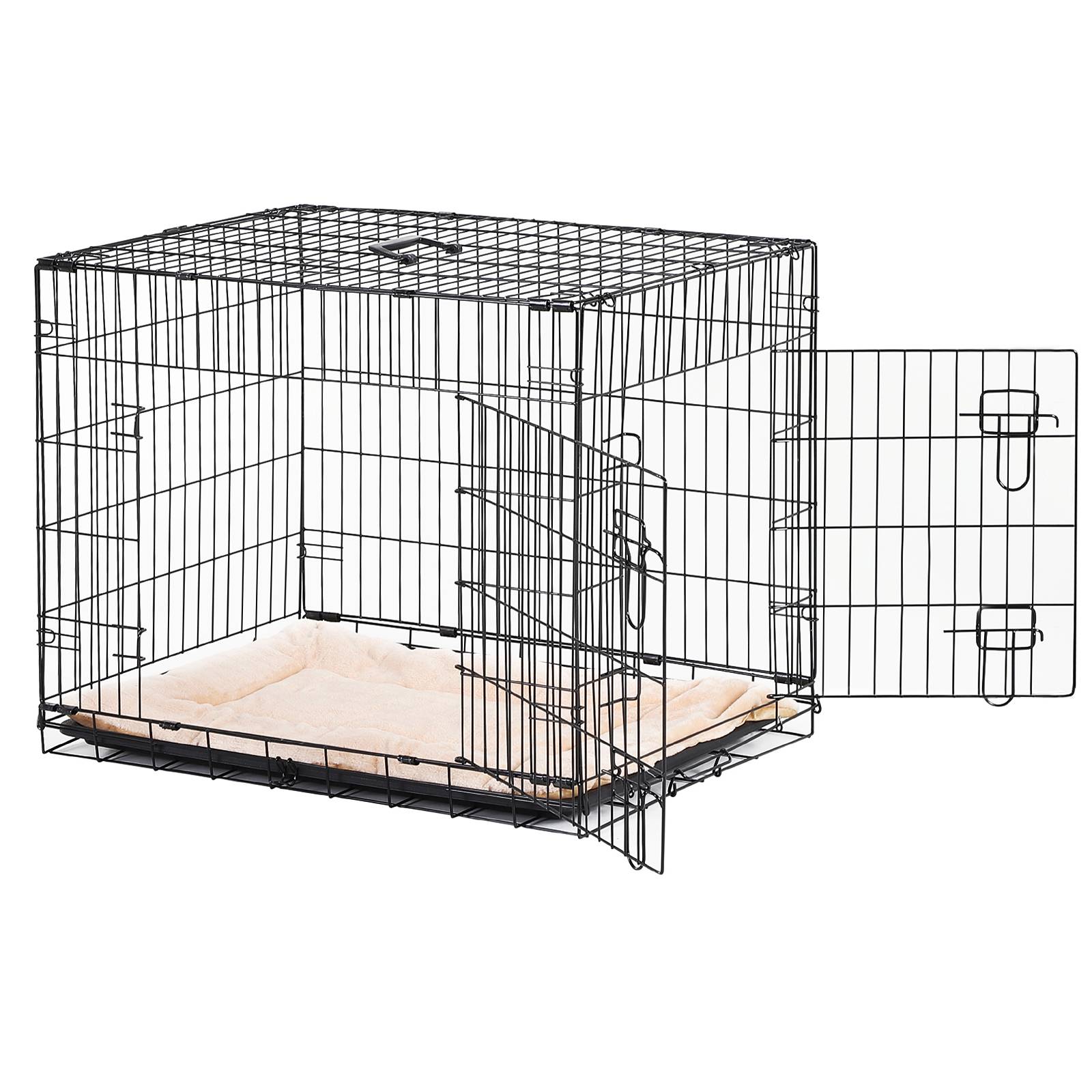 Pawhut - Cage caisse de transport pliante pour chien en métal noir 106 x 71 x 76 cm matelas fourni - Imagen 5