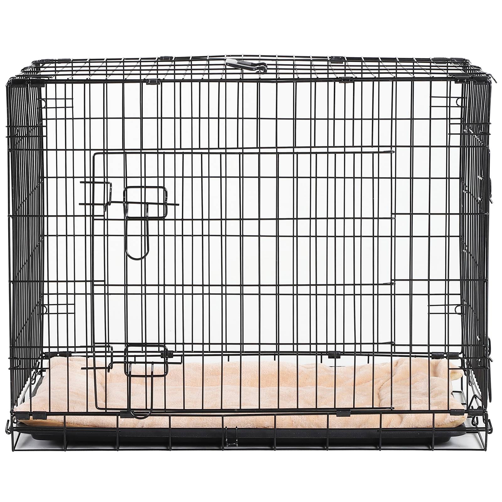 Pawhut - Cage caisse de transport pliante pour chien en métal noir 106 x 71 x 76 cm matelas fourni - Imagen 2