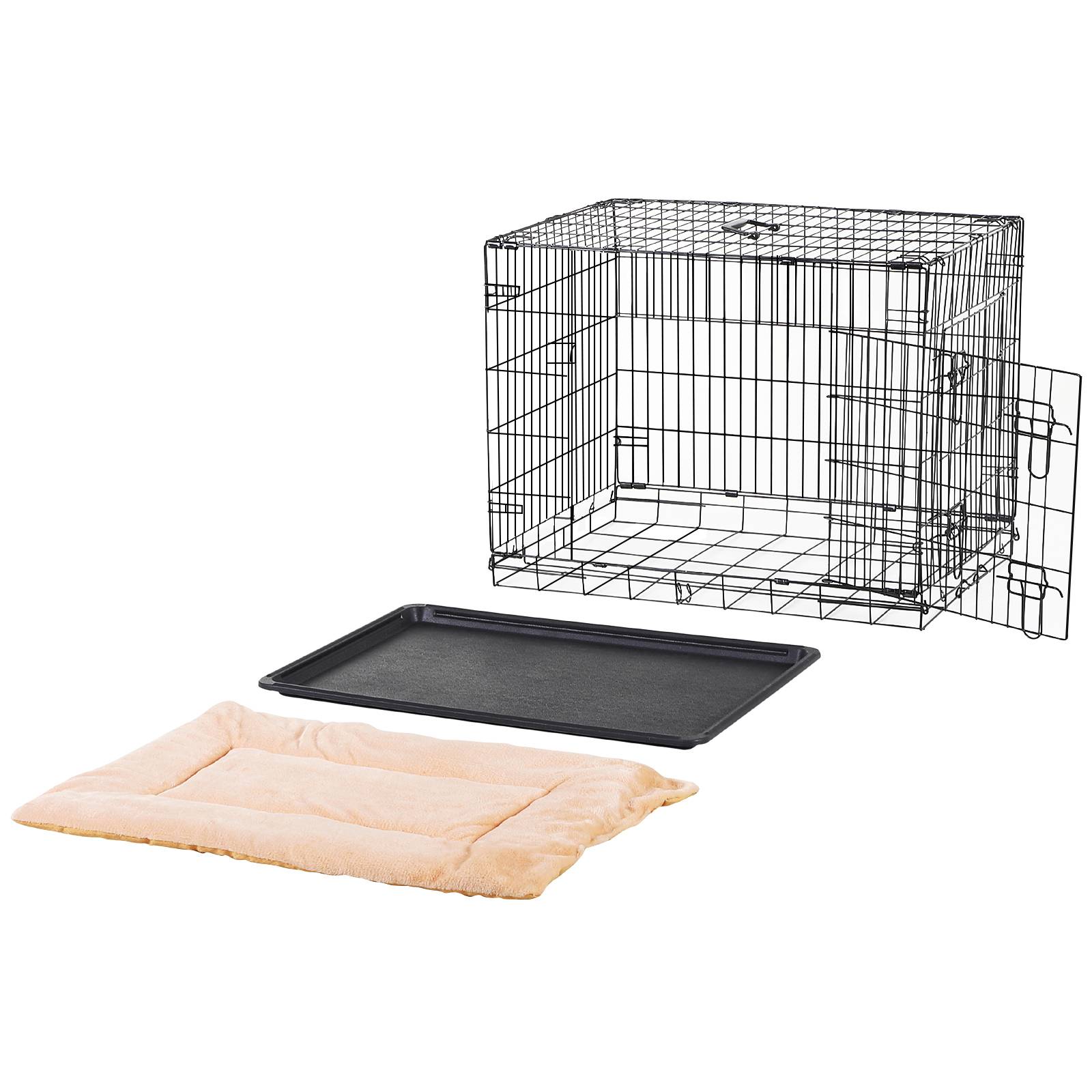 Pawhut - Cage caisse de transport pliante pour chien en métal noir 106 x 71 x 76 cm matelas fourni - Imagen 6