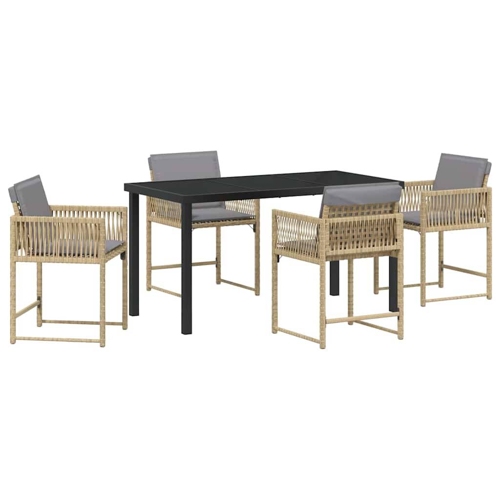 Table et chaises de jardin 4 places en polyrotin et verre pour extérieur Beige – ComfortXL Outdoor Living - Image 2