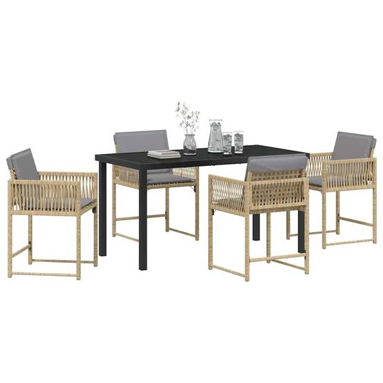 Table et chaises de jardin 4 places en polyrotin et verre pour extérieur Beige – ComfortXL Outdoor Living - Image 3