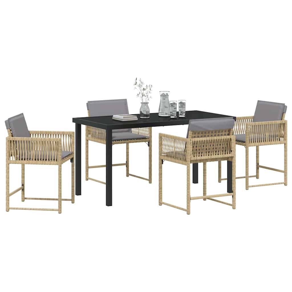 Table et chaises de jardin 4 places en polyrotin et verre pour extérieur Beige – ComfortXL Outdoor Living - Image 3