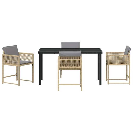 Table et chaises de jardin 4 places en polyrotin et verre pour extérieur Beige – ComfortXL Outdoor Living - Image 7
