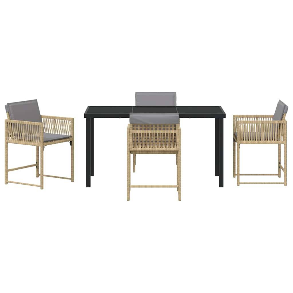 Table et chaises de jardin 4 places en polyrotin et verre pour extérieur Beige – ComfortXL Outdoor Living - Image 7