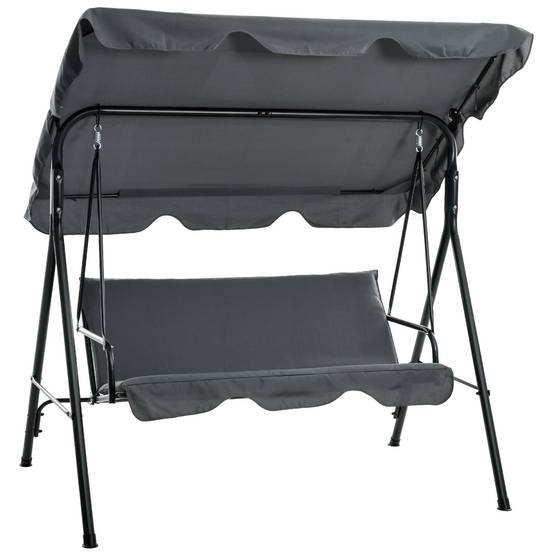 Balancelle jardin 3 places métal terrasse toit réglable 172x110x153cm gris - ComfortXL Outdoor Living - Image 2