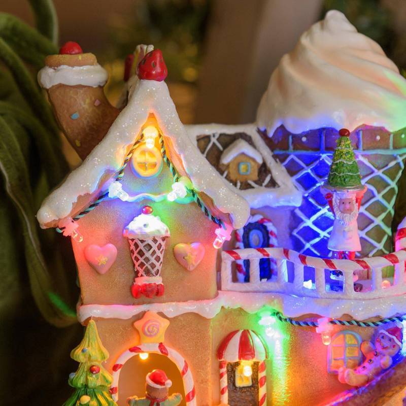 Lotti - Village de Noël à LED Maison en Pain D'épice Ginger Bread House H21cm 2 Mouvements de Rotation Personnages avec Musique Lotti - Imagen 6