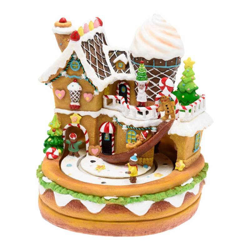 Lotti - Village de Noël à LED Maison en Pain D'épice Ginger Bread House H21cm 2 Mouvements de Rotation Personnages avec Musique Lotti - Imagen 9
