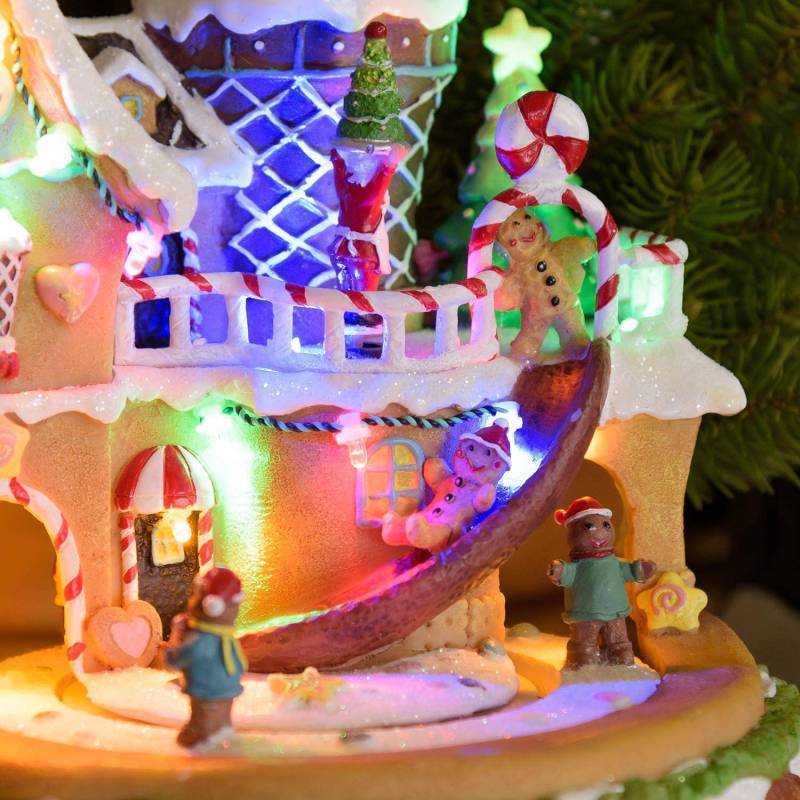 Lotti - Village de Noël à LED Maison en Pain D'épice Ginger Bread House H21cm 2 Mouvements de Rotation Personnages avec Musique Lotti - Imagen 5