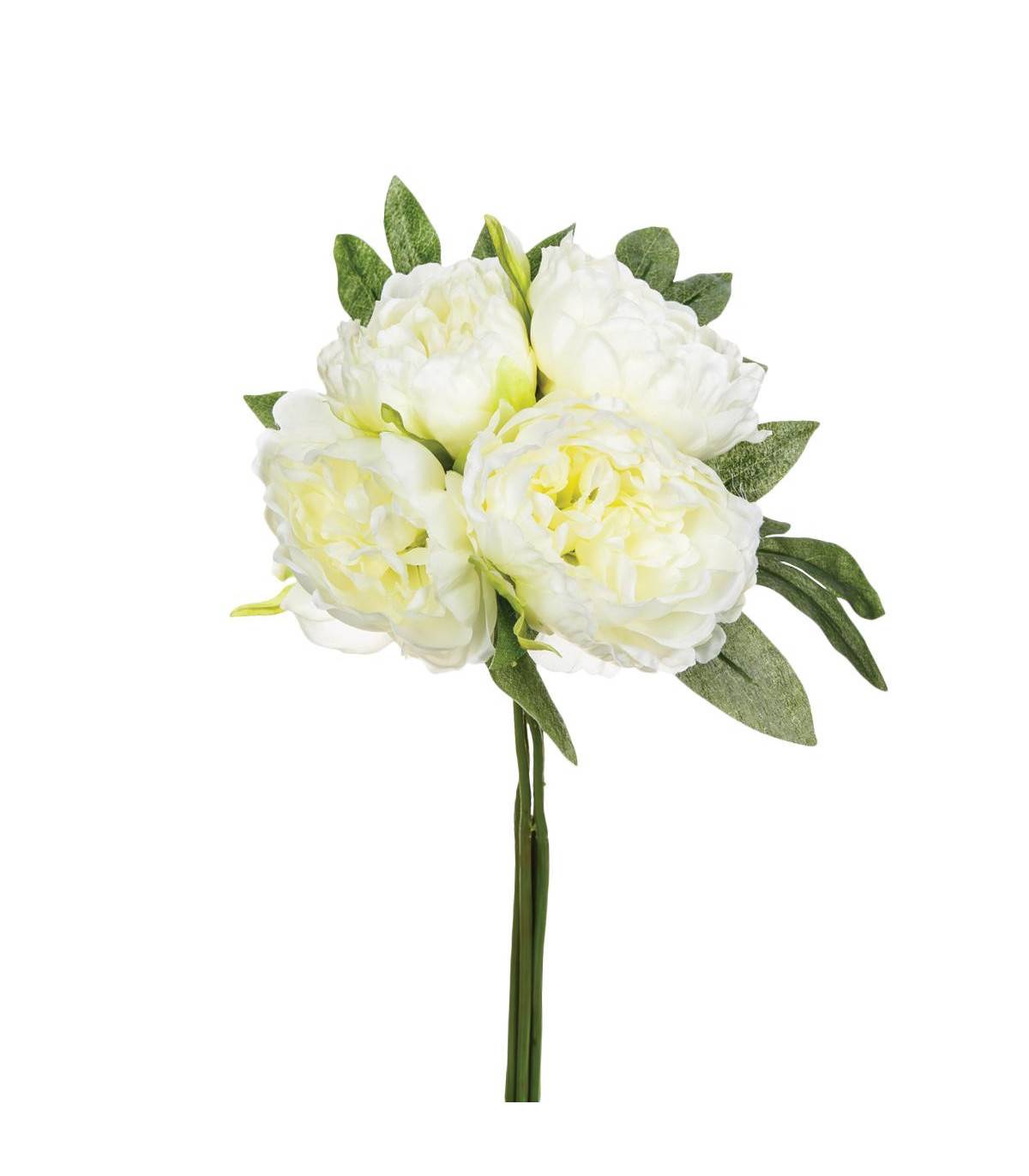 Bouquet artificiel 4 Pivoines Blanches H 30 cm - Image 1