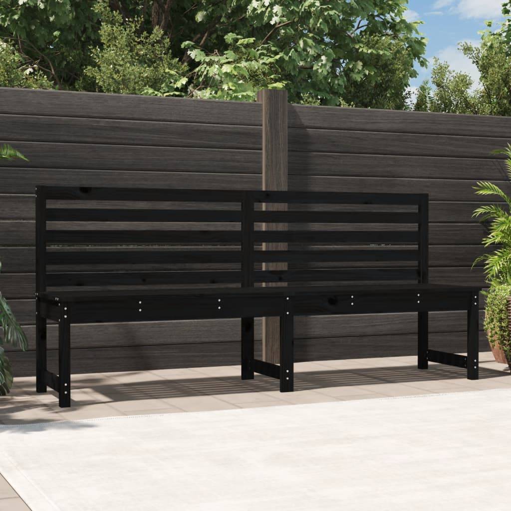 Maison Chic - Banc de jardin - Banc d'extérieur - Banquette noir 201,5 cm bois massif de pin - Imagen 2
