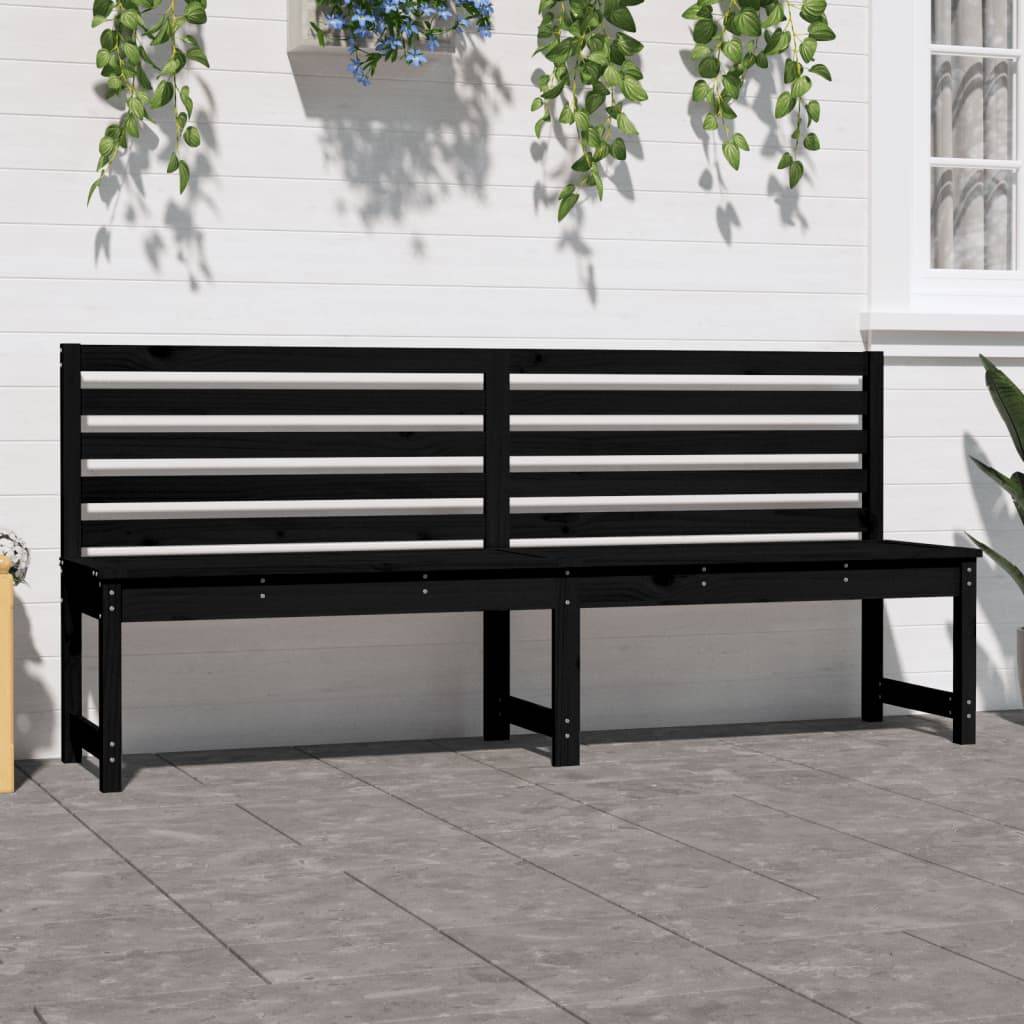 Maison Chic - Banc de jardin - Banc d'extérieur - Banquette noir 201,5 cm bois massif de pin - Imagen 3
